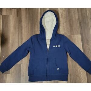Lucky Brand Girls Youth Navy Blue Full Zip Fleece Hoodie Size XS 5/6